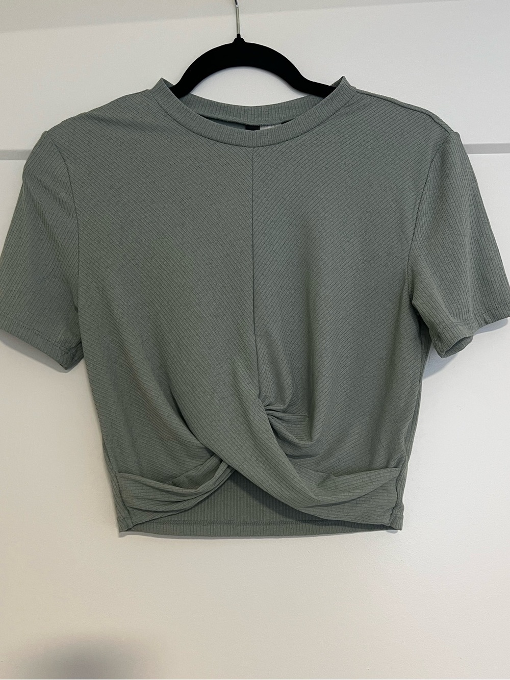 H&M Sage Green Twist-Front Crop Top